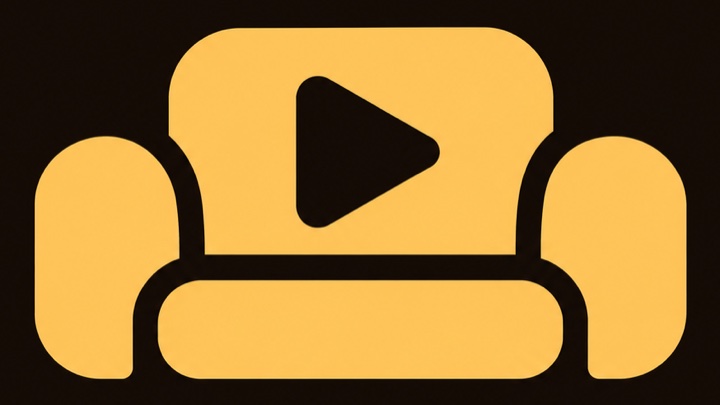 Cozy Player logo: an amber armchair with a play symbol on its backrest, on a dark brown background.